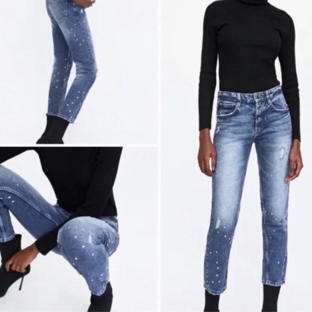 Zara women's Star-Studded Denim Jeans